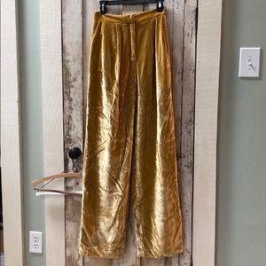 Reformation gold velvet wide leg pants